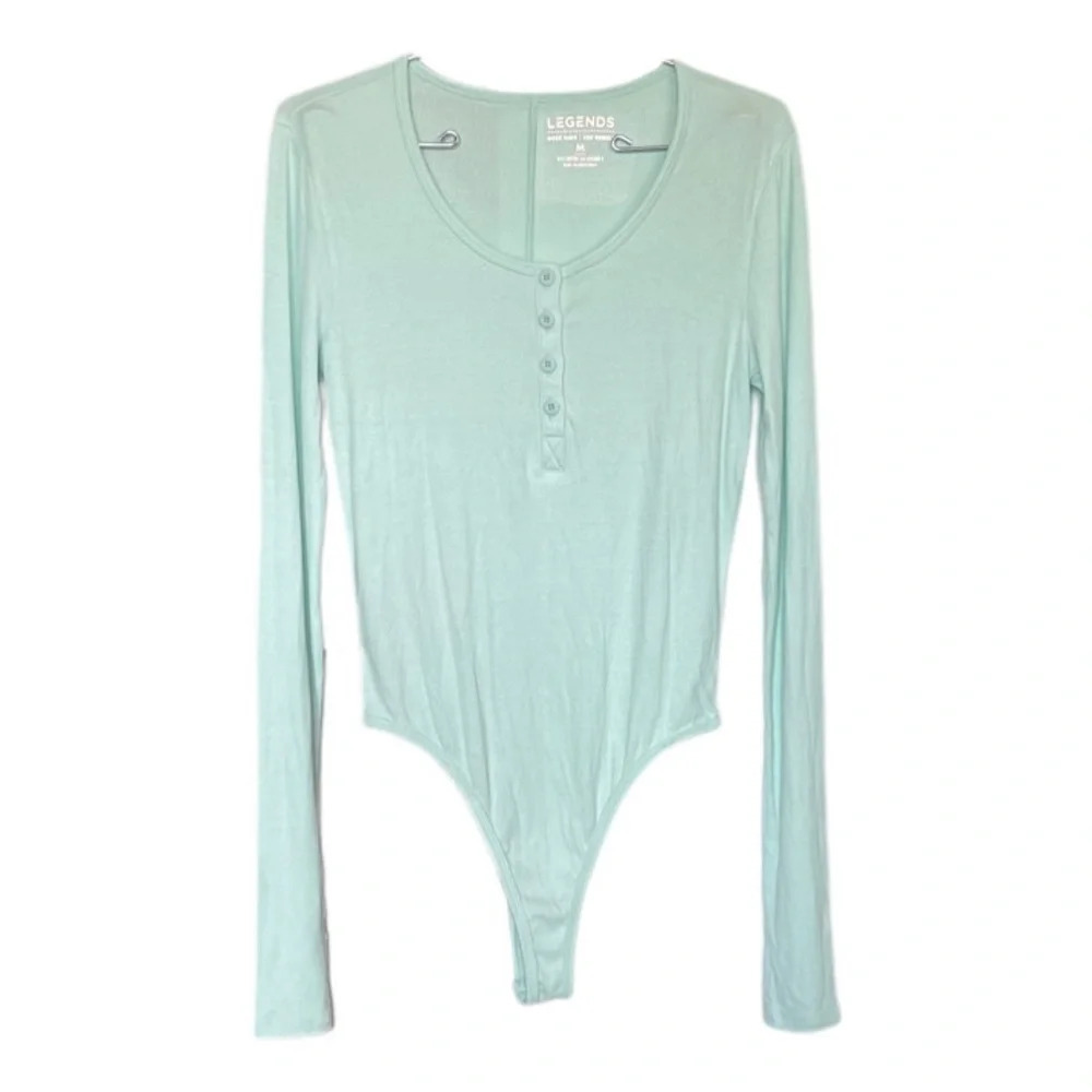 Legends Work Hard Stay Humble Sea Green Rib Long Sleeve Body Suit Women’s Medium